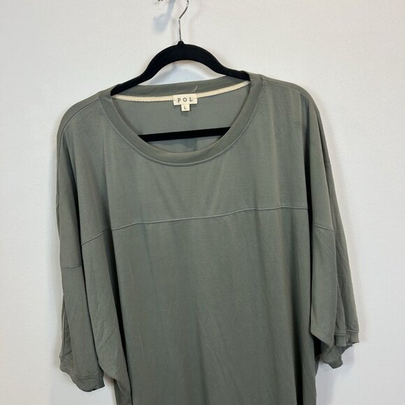 Women’s POL Large Loose Boho Top Split Back Green Gray - Picture 2 of 8